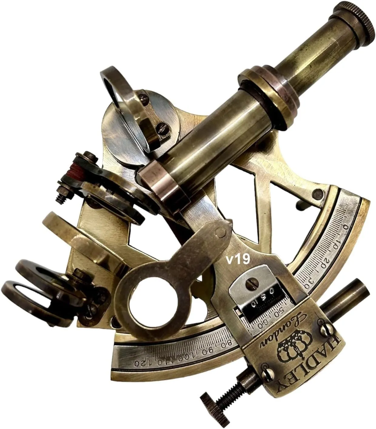 Nautical 4" Antique Brass Sextant – Solid Brass Working Navigational Tool, Rustic Marine Compass for Home and Office Decor