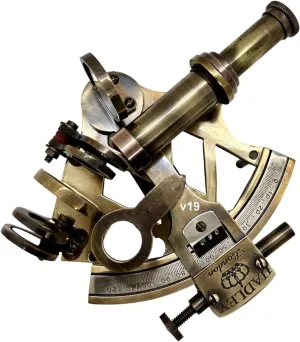 Nautical 4" Antique Brass Sextant – Solid Brass Working Navigational Tool, Rustic Marine Compass for Home and Office Decor