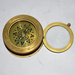 Nautical Brass Folding Magnifying Glass Map Reader Compass Navigational Antique Style Compass for Camping & Hiking Use
