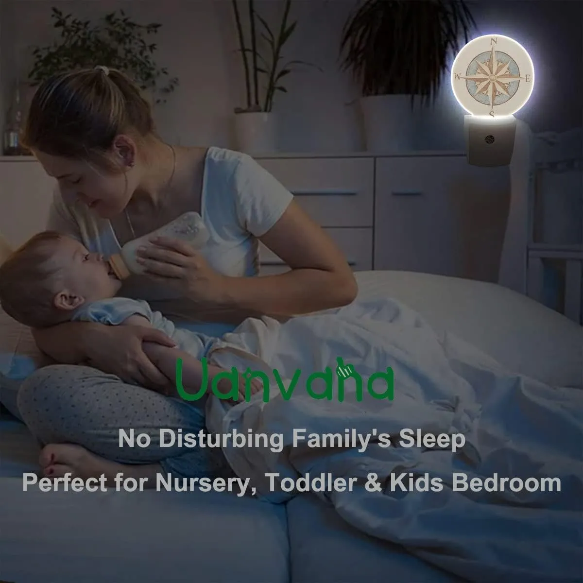 Nautical Compass Night Light Antique Windrose Navigation Wind Rose LED Dusk to Dawn Night Lamp Auto Sensor for Bedroom Bathroom Hallway Living Room