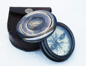 Nautical Handmade Antique Brass Compass, Nautical Pocket Compass Marine Robert Frost Poem Vintage Compass
