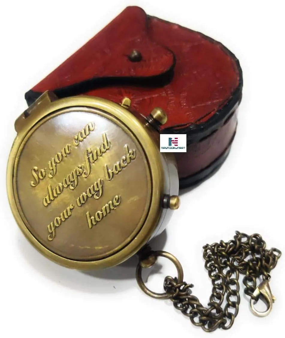 NauticalMart So You can Always find Your Way Back Home Brass Compass with Case, Gift to Boyfriend/Husband/Son