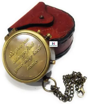 NauticalMart So You can Always find Your Way Back Home Brass Compass with Case, Gift to Boyfriend/Husband/Son