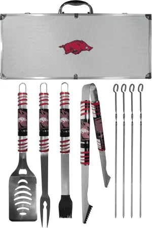 NCAA Siskiyou Sports Fan Shop Arkansas Razorbacks Steel Tailgater BBQ Set w/Case 8 piece Gray