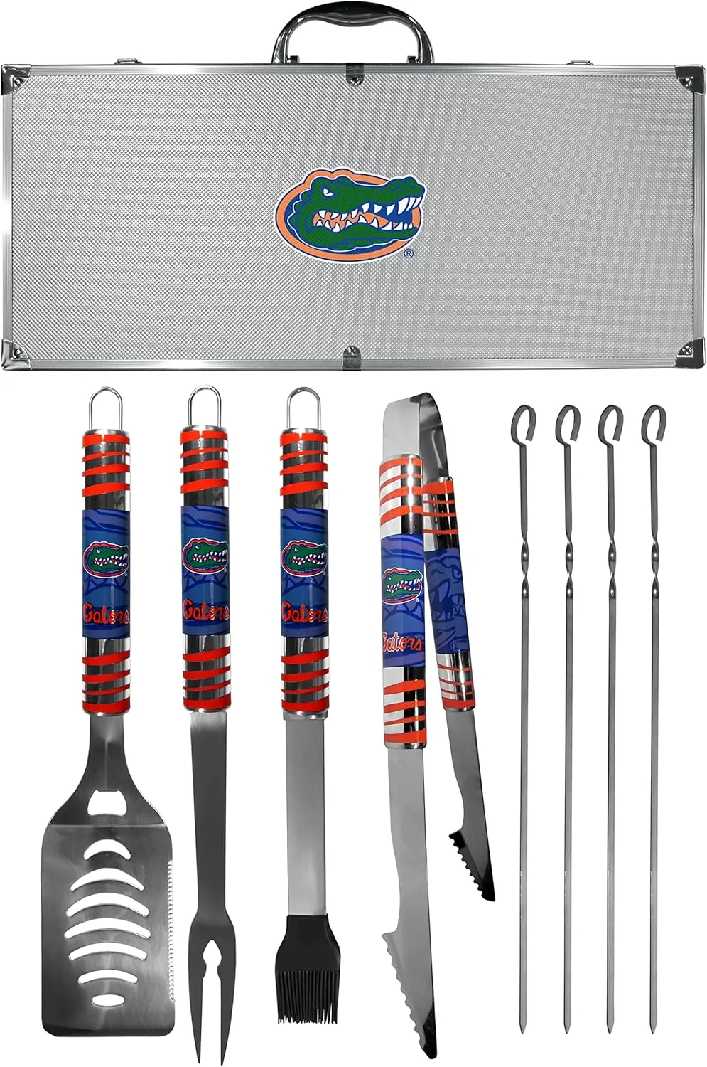 NCAA Siskiyou Sports Fan Shop Florida Gators Steel Tailgater BBQ Set w/Case 8 piece Gray