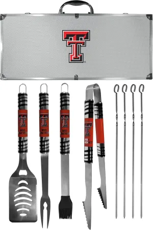 NCAA Siskiyou Sports Fan Shop Texas Tech Red Raiders Steel Tailgater BBQ Set w/Case 8 piece Gray