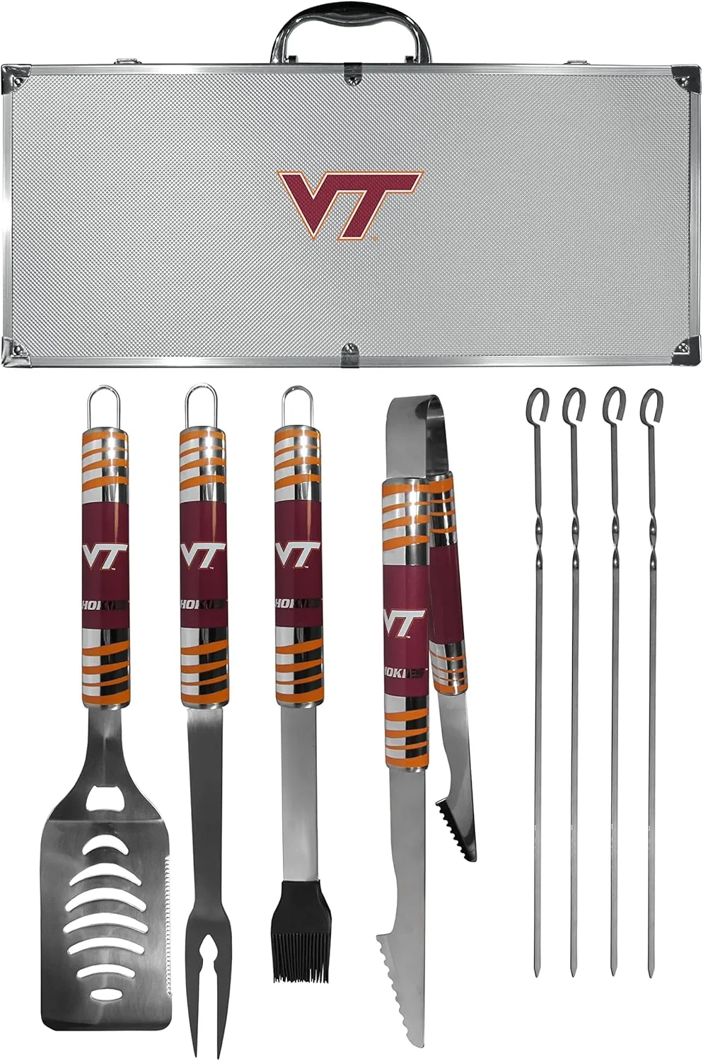 NCAA Siskiyou Sports Fan Shop Virginia Tech Hokies Steel Tailgater BBQ Set w/Case 8 piece Gray