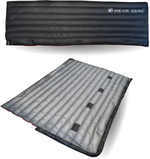 Near Zero Quilt ONE - Ultralight Down Sleeping Bag – 1 lb, 4-in-1 Design: Quilt, Blanket, Underquilt or Double Sleeping Bag – Compact for Backpacking & Camping