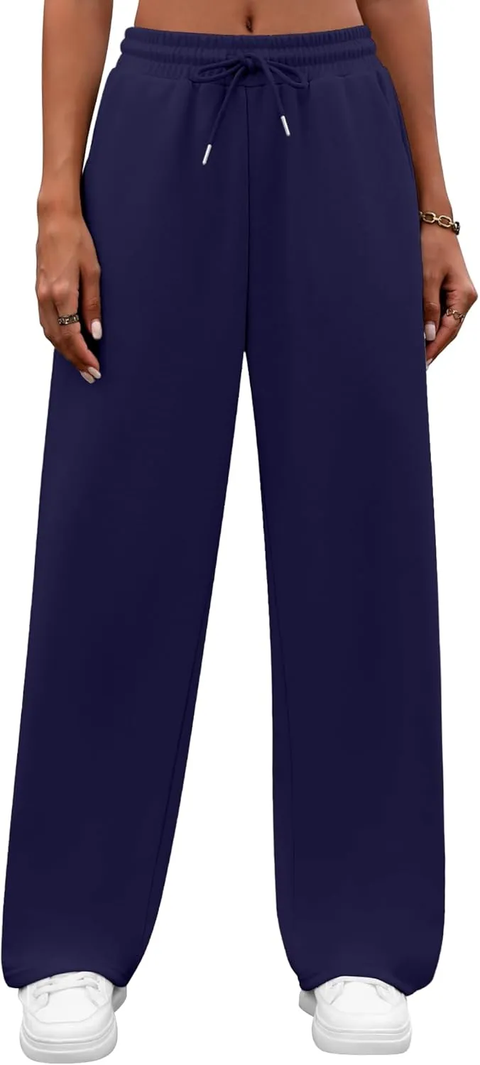 Neer 3 Pack Women's Yoga Pants with Pockets, High Waisted Cozy Lounge Pants Drawstring Sweatpants Loose Wide Leg Jogger
