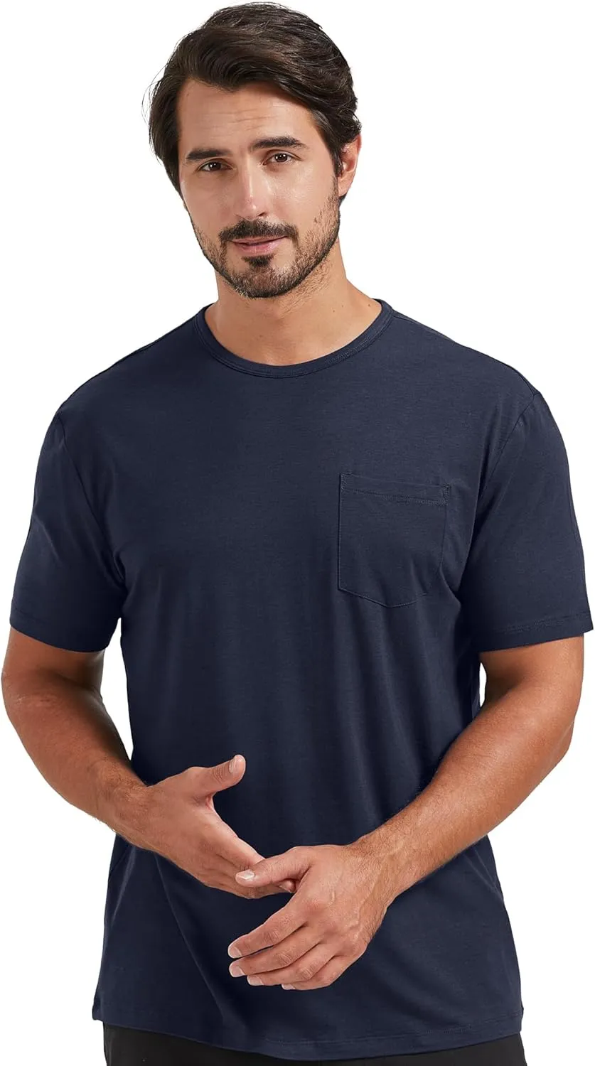 netdraw Men's Ultra Soft Bamboo Viscose Pocket T-Shirt Classic Fit Lightweight Cooling Short Sleeve Casual Basic Shirt