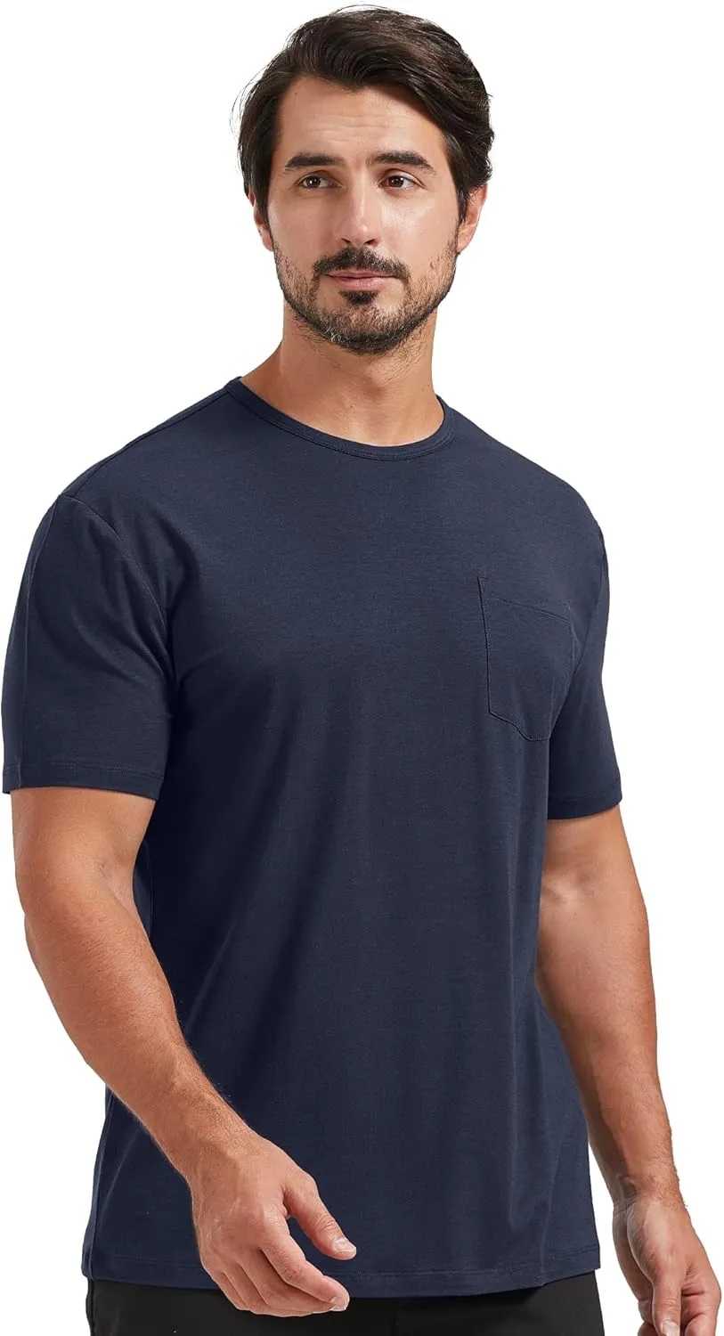 netdraw Men's Ultra Soft Bamboo Viscose Pocket T-Shirt Classic Fit Lightweight Cooling Short Sleeve Casual Basic Shirt