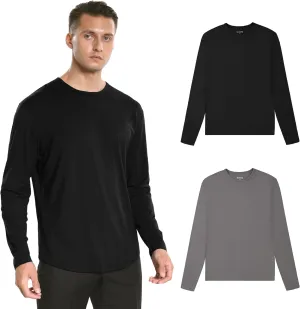 netdraw Men's Ultra Soft Bamboo Viscose T-Shirt Curve Hem Lightweight Cooling Short/Long Sleeve Casual Basic Tee Shirt