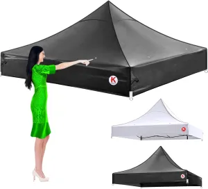 New 10x10 Canopy Replacement Top Cover for Pop Up Canopy Tent - 8 Drainage Holes, More Durable 600D Waterproof Material for Outdoor Events, Vendor Booths (Top Only) (Black, 1)