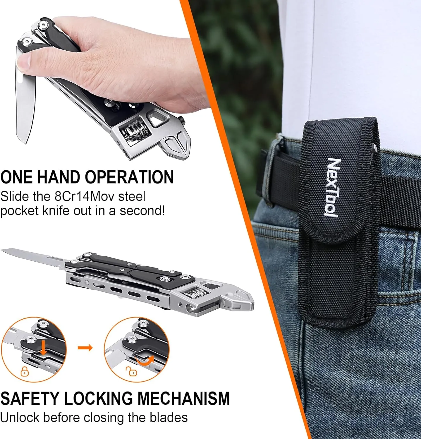 NexTool W4 Adjustable Ratchet Wrench Multitool, 11-IN-1 Foldable EDC Tool with Pliers, Knife, Saw and Screwdriver, Multi Tool for Camping, DIY, and Gifts for Him