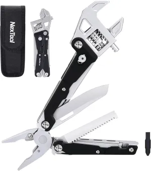 NexTool W4 Adjustable Ratchet Wrench Multitool, 11-IN-1 Foldable EDC Tool with Pliers, Knife, Saw and Screwdriver, Multi Tool for Camping, DIY, and Gifts for Him