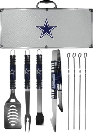 NFL Siskiyou Sports Fan Shop Dallas Cowboys Steel Tailgater BBQ Set w/Case 8 piece Gray