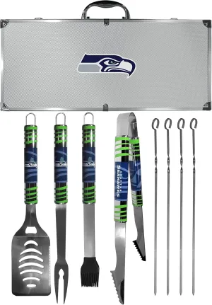 NFL Siskiyou Sports Fan Shop Seattle Seahawks Steel Tailgater BBQ Set w/Case 8 piece Gray