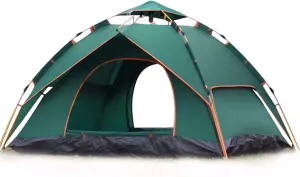 NIEH 3-4 Person Outdoor Tent, Quick Opening Automatic Double Layer Camping Tent, Pop Up Beach Tent, Waterproof Windproof, for Traveling Hiking Fishing