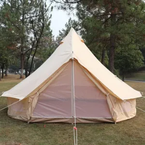 NIEH 4-12 Person Camping Tent 3-6m Waterproof Cotton Canvas Bell Tent Outdoor 4 Seasons Family Party Picnic Yurt Tent W/Stove Hole