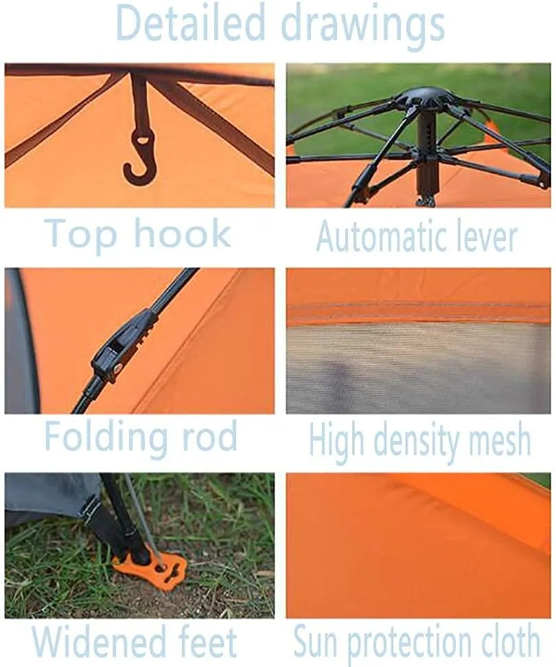 NIEH Camping Tent,Camping Waterproof Hiking Sun Shelter,Outdoor Double Layer Tent Easy Set Up 3-4 People Blue 95x53inch