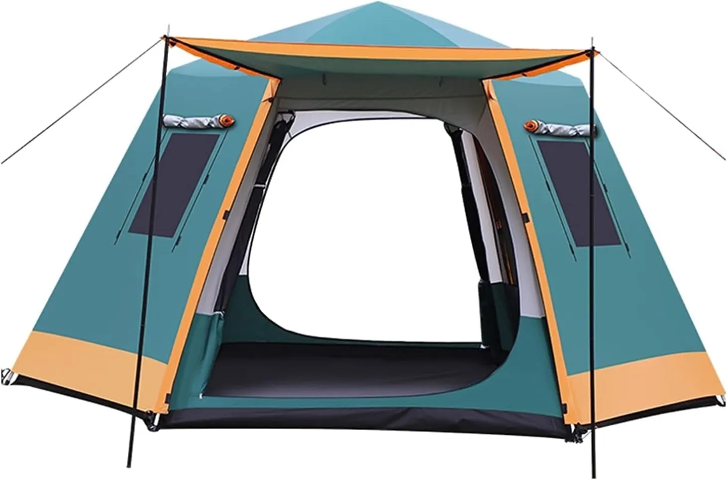 NIEH Pop Up Tent for 5 to 8 Person Automatic Opening Hexangular Double Layer Tent, with Moisture-Proof Pad, Camping Instant Pop Up Tents with Sun Shelter Waterproof
