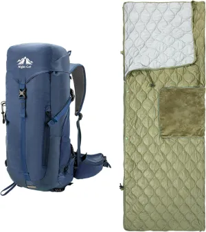 Night Cat Sleeping Bag with Internal-Frame Hiking Backpack 30L for Adults Ultralight Wearable Quilt 3 Seasons Suitable for 1 Person