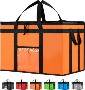 NZ home 3XL Insulated Cooler Bag and Food Warmer for Delivery & Grocery Shopping with Zippered Top, Orange (1 Pack)