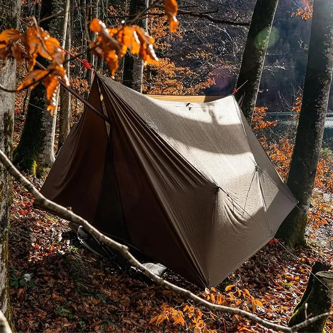 onewind 12ft Hammock Tarp, Ultralight Tarp Silnylon Hammock Rain Fly Lightweight Waterproof Camping Tent Tarp with Doors, Easy to Setup with Stuff Sack, Tent Stakes, OD Green