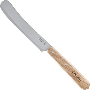 Opinel Brunch Knife, Spreading Breakfast Knife with Wide Rounded Blade, Micro-Serration, Made in France (Natural)