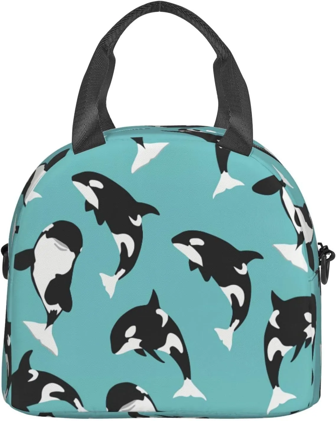 Orca Killer Whale Sea Life Durable Lunch Bag Hand Tote Crossbody Insulated Lunch Bag Large Portable Lunch Box