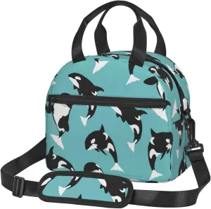 Orca Killer Whale Sea Life Durable Lunch Bag Hand Tote Crossbody Insulated Lunch Bag Large Portable Lunch Box