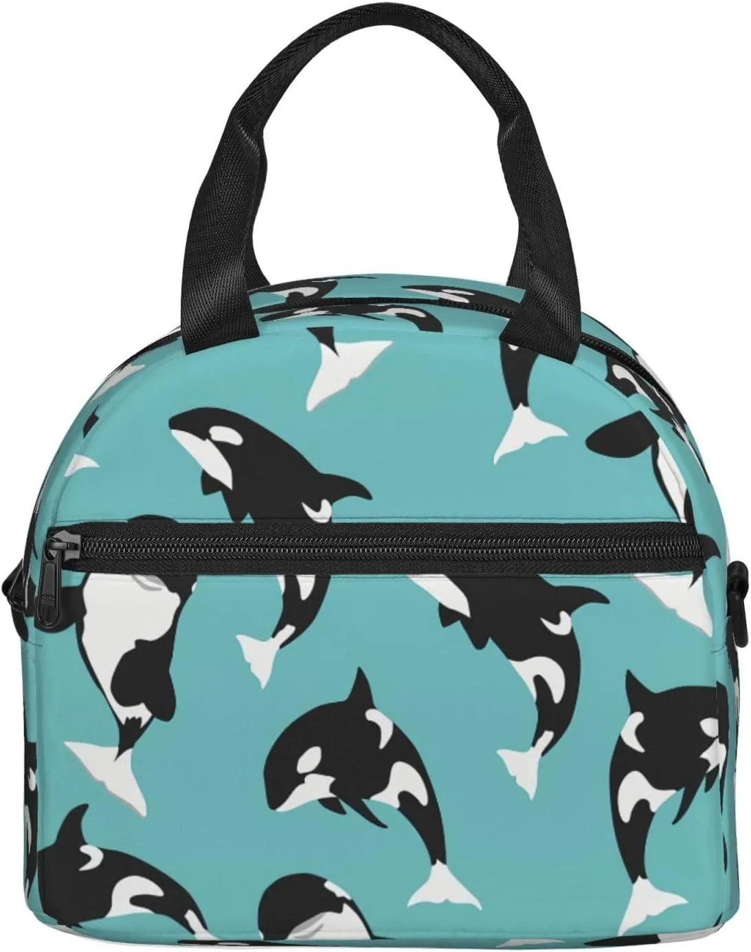 Orca Killer Whale Sea Life Durable Lunch Bag Hand Tote Crossbody Insulated Lunch Bag Large Portable Lunch Box