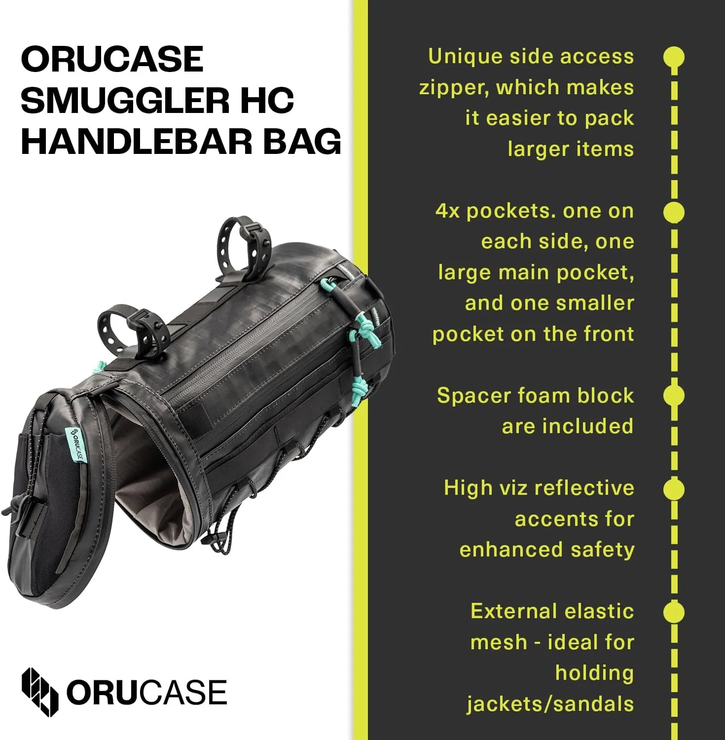 ORUCASE Smuggler HC Bike Handlebar Bag - Waterproof Bike Bags for Bicycles - Insulated Storage Bicycle Bag - Durable Front Bike Pouch - 3 L - Glaucous