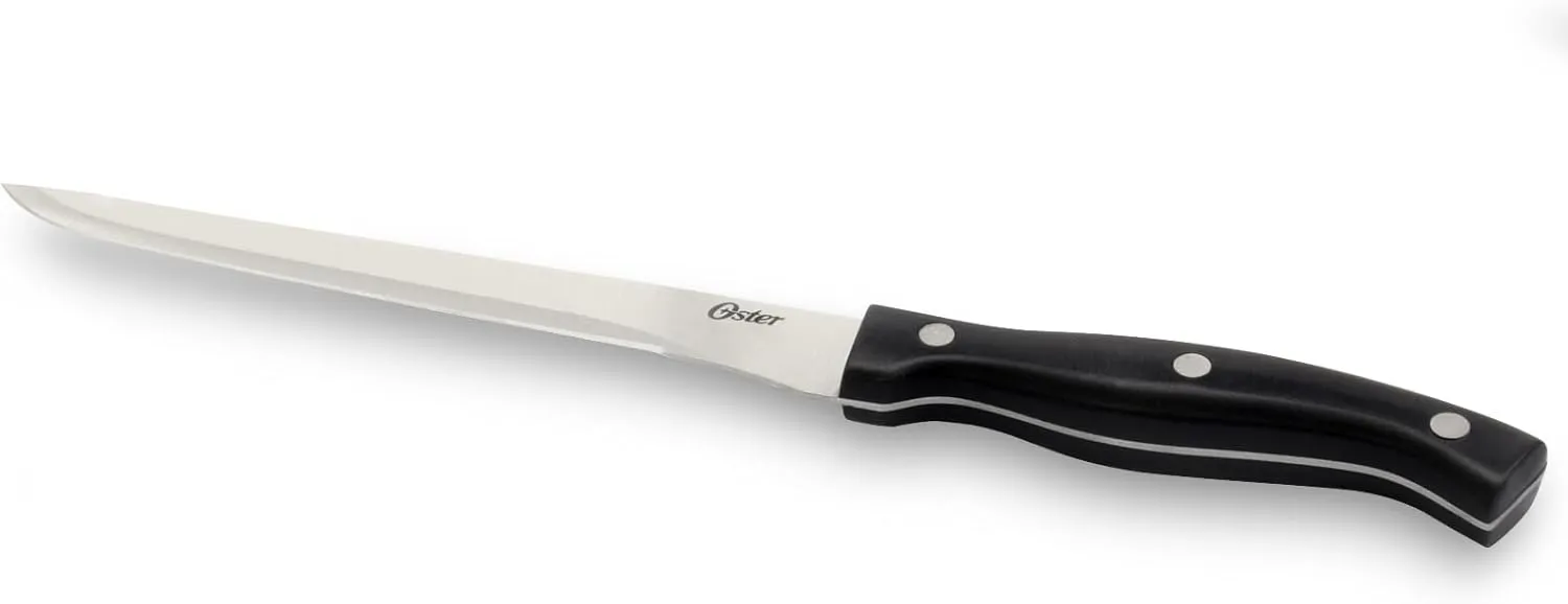 Oster Winsted 22-Piece Stainless Steel Cutlery Wood Block Set, Black