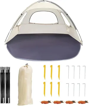 Outdoor Beach Tent, Beach Shade Tent with UPF 50  UV Protection & 3 Mesh Roll Up Windows, Waterproof Portable & Easy Setup Sun Canopy for Outdoor Camping Fishing (Beige, S)