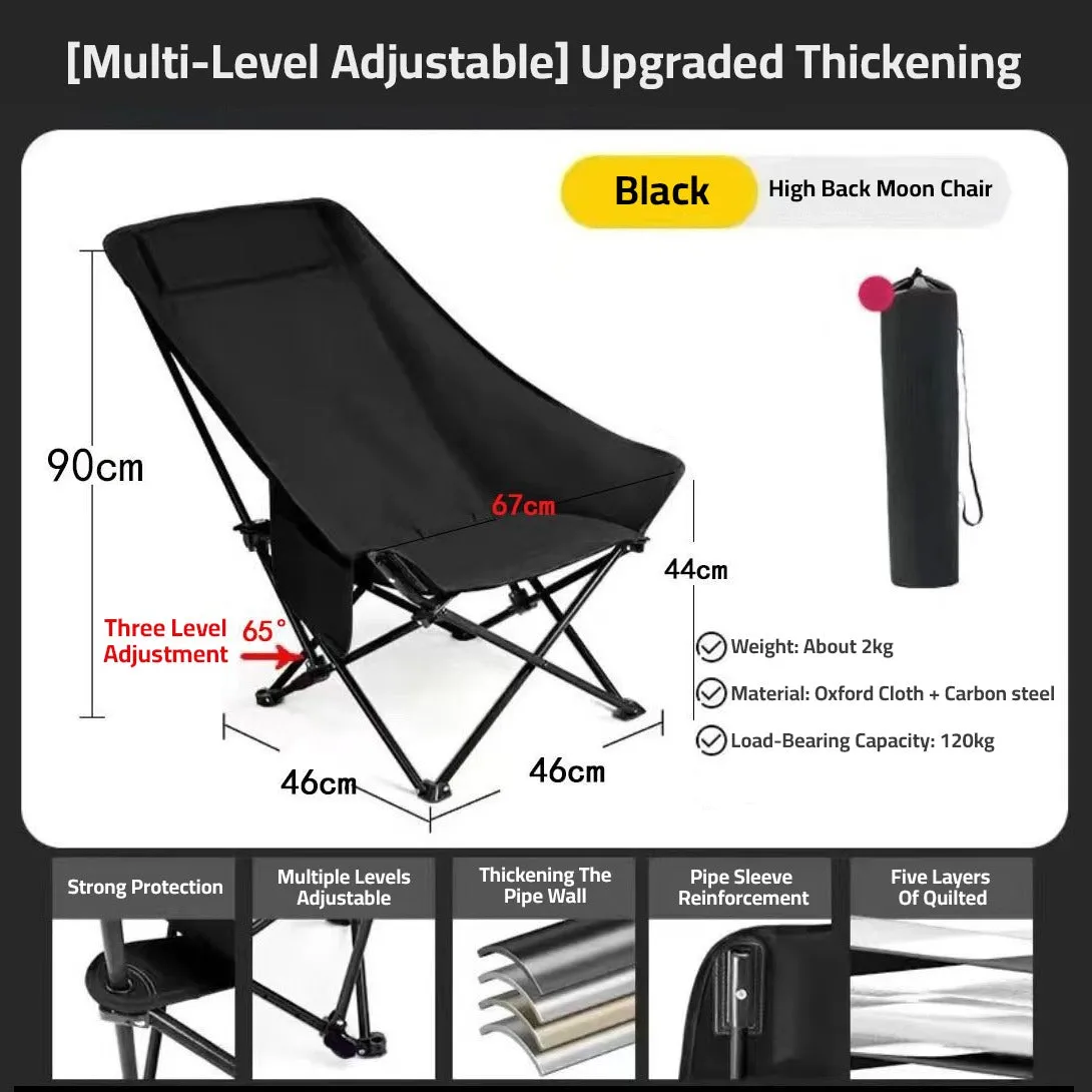 Outdoor Camping Chair, Reclining Foldable Lawn Chair