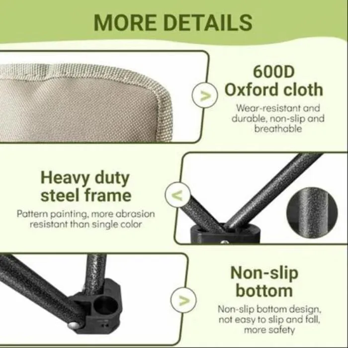Outdoor Camping Chair, Reclining Foldable Lawn Chair