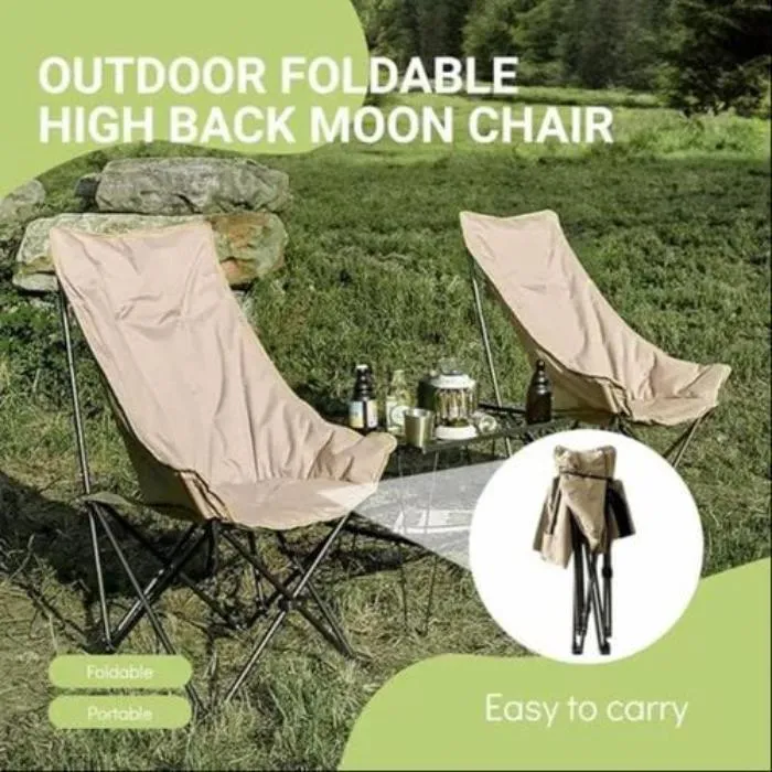 Outdoor Camping Chair, Reclining Foldable Lawn Chair
