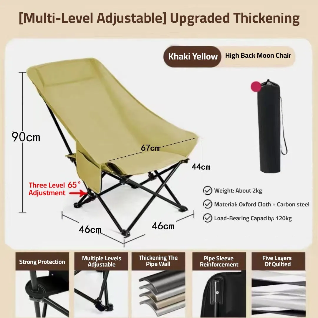 Outdoor Camping Chair, Reclining Foldable Lawn Chair