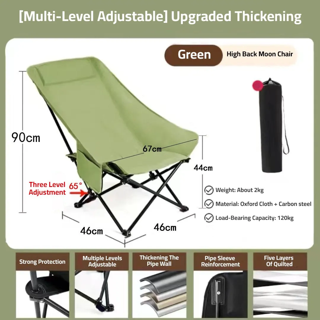Outdoor Camping Chair, Reclining Foldable Lawn Chair