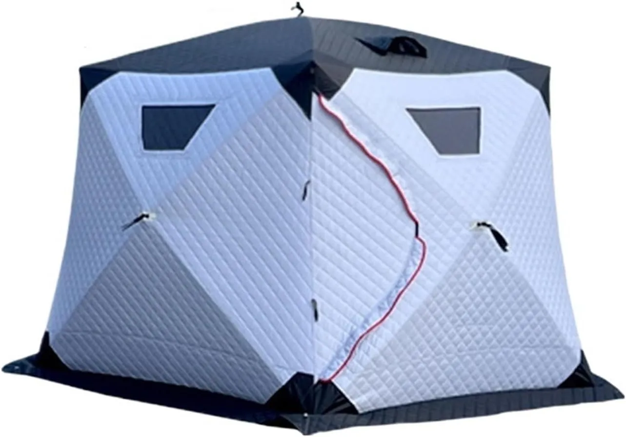 Outdoor Camping Ice Fishing Tent Insulated Thicken Quick Set Up Winter Fishing Tent Compatible with 5-8 People/4 People (Grey for 5 8 People)