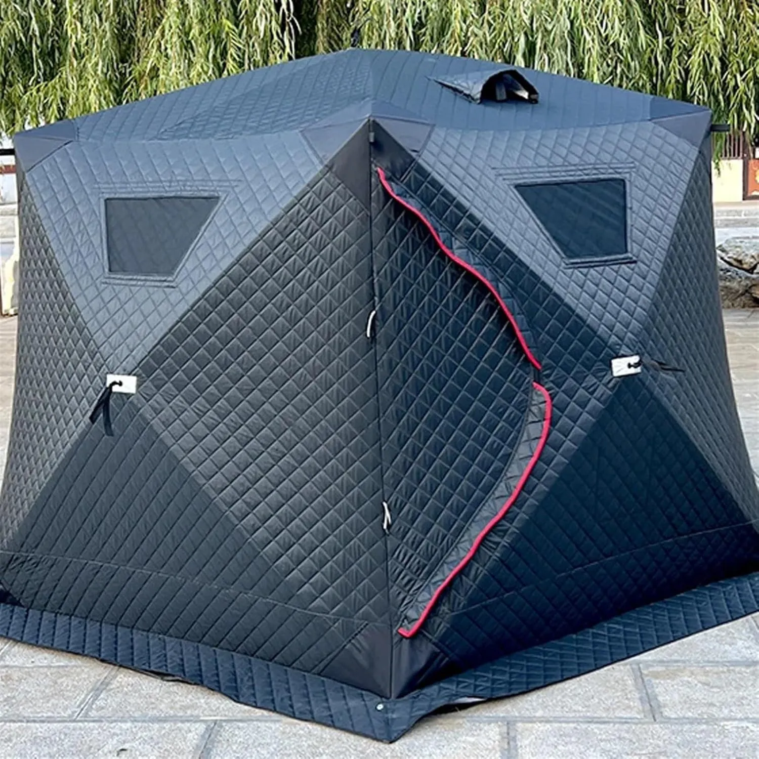 Outdoor Camping Ice Fishing Tent Insulated Thicken Quick Set Up Winter Fishing Tent Compatible with 5-8 People/4 People (Grey for 5 8 People)