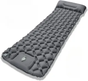 Outdoor Camping Inflatable Sleeping pad, heightened and Widened Inflatable pad, Equipped with Pillow, Foot Pump, and Storage Bag, Waterproof, Portable, and Ultra-Lightweight Inflatable pad (Grey)