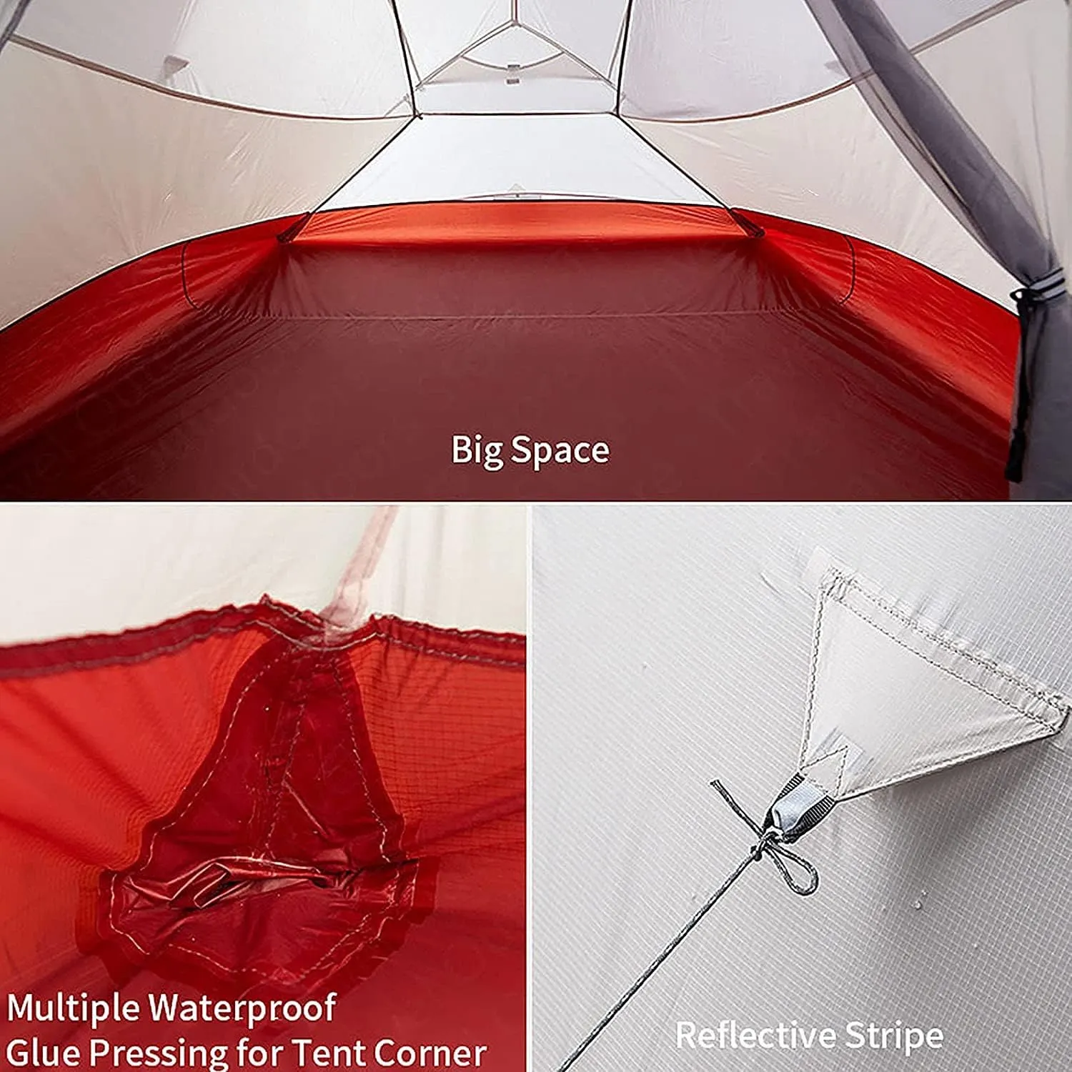 Outdoor Camping Tent,20D Silicone Double-Layer Ultra-Light Portable Aluminum Pole Tent,Thickened Wind Cold Igloo Outdoor Cold and Rain Tent (Grey Single) (Grey Single)