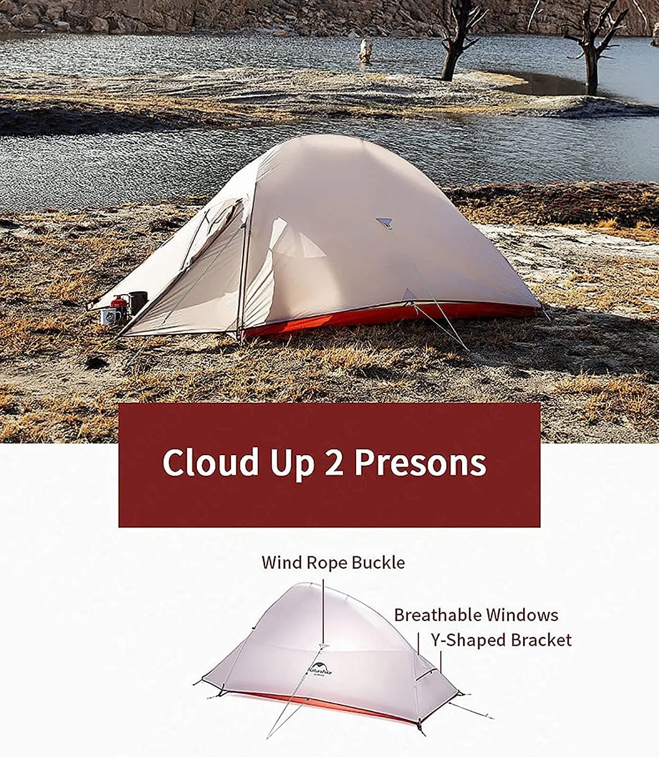 Outdoor Camping Tent,20D Silicone Double-Layer Ultra-Light Portable Aluminum Pole Tent,Thickened Wind Cold Igloo Outdoor Cold and Rain Tent (Grey Single) (Grey Single)