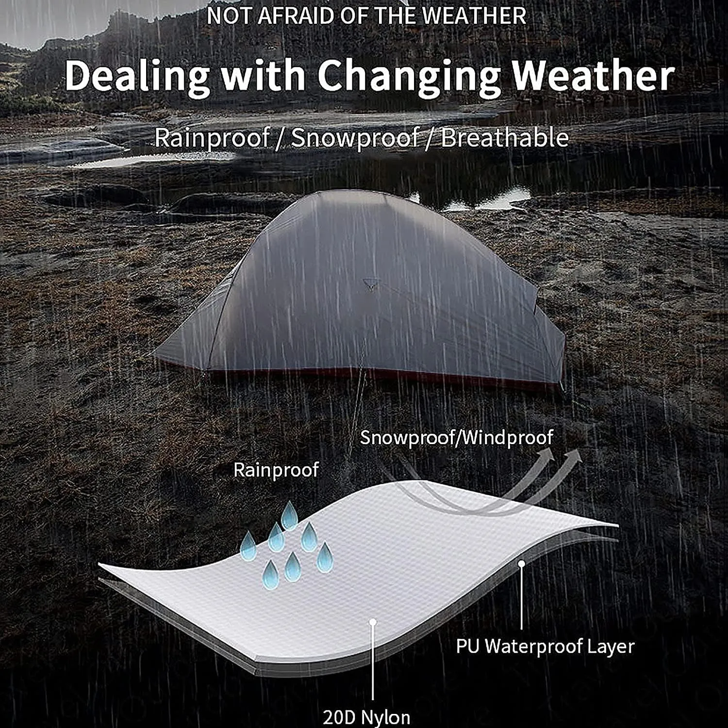 Outdoor Camping Tent,20D Silicone Double-Layer Ultra-Light Portable Aluminum Pole Tent,Thickened Wind Cold Igloo Outdoor Cold and Rain Tent (Grey Single) (Grey Single)