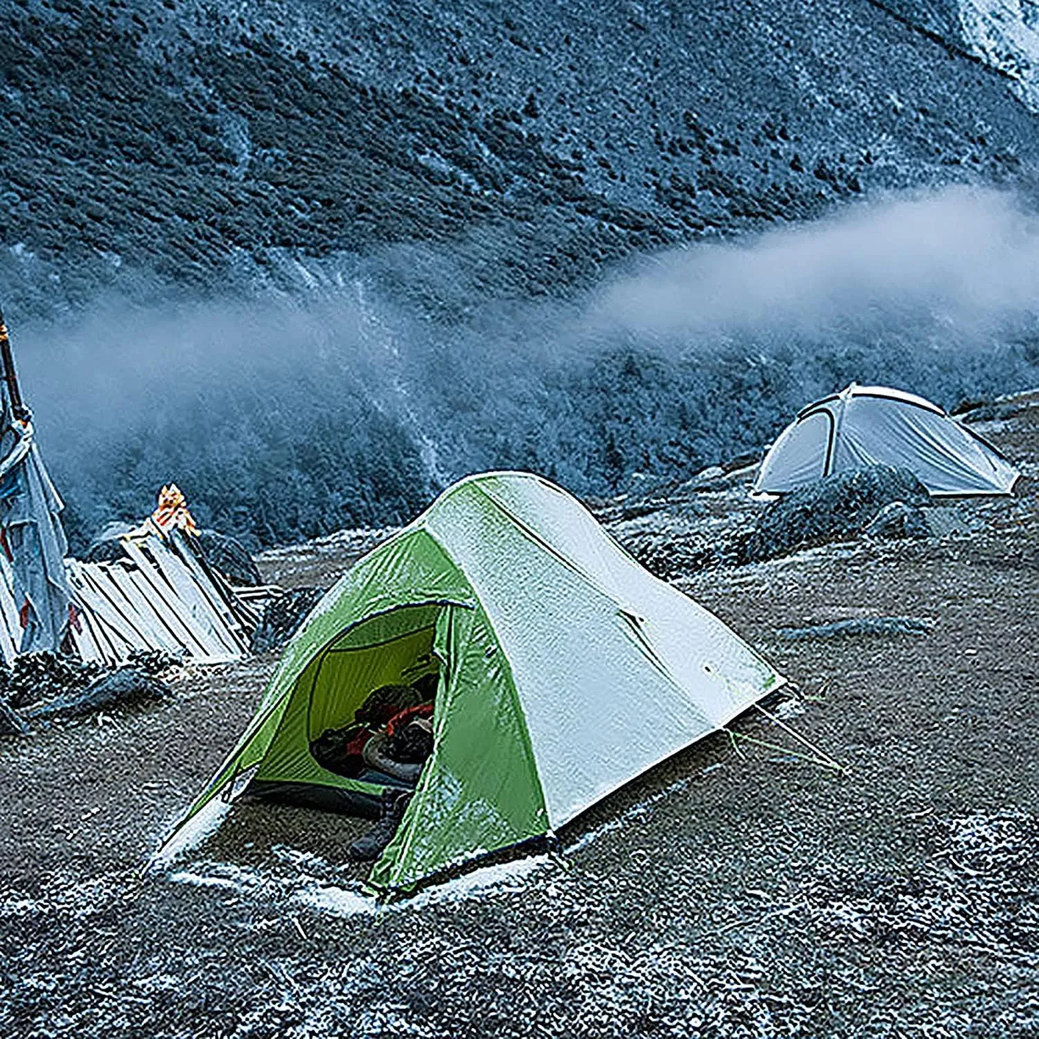 Outdoor Camping Tent,20D Silicone Double-Layer Ultra-Light Portable Aluminum Pole Tent,Thickened Wind Cold Igloo Outdoor Cold and Rain Tent (Grey Single) (Grey Single)