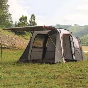 Outdoor Camping Tents, Large Double Layer Tent, Also Ideal for Camping in The Garden, 5-8 Person Tunnel Tent, Light Trekking and Camping Tent with Awning, Waterproof