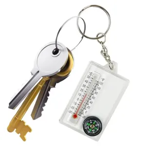 Outdoor Compass Keychain - Portable Camping Compass with Thermometer