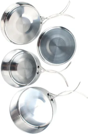 Outdoor Cooking Essentials 4-Piece Stainless Steel Pot Set Compact Portable for Camping Hiking Backpacking Trips